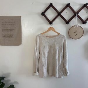 Sonoma Cream Cable Knit Scoopneck Sweater